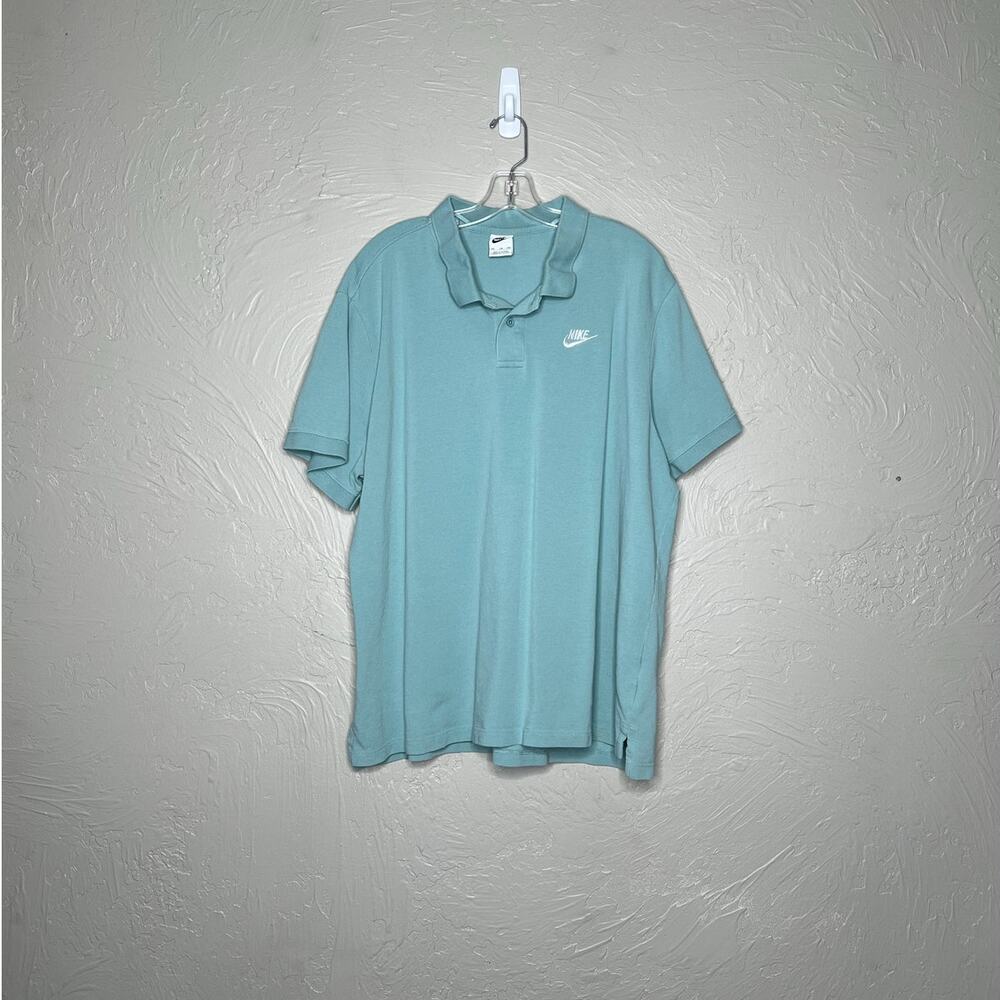 Nike Men's XXL Teal Short Sleeve Polo Shirt Embroidered Swoosh